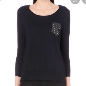 The Kooples Wool Leather Pocket Jumper/Sweater